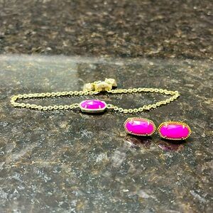 Kendra Scott hot pink earrings and bracelet set